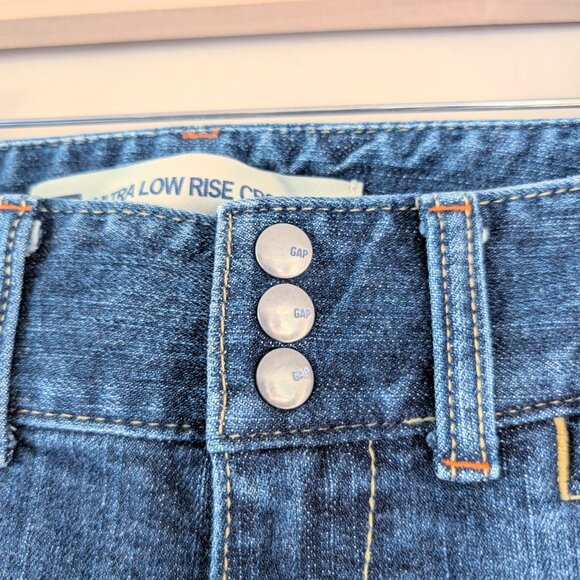 Vintage Gap Ultra Low-Rise Cropped Stretch 4R Denim Jean Cotton Button Capri - Picture 9 of 11